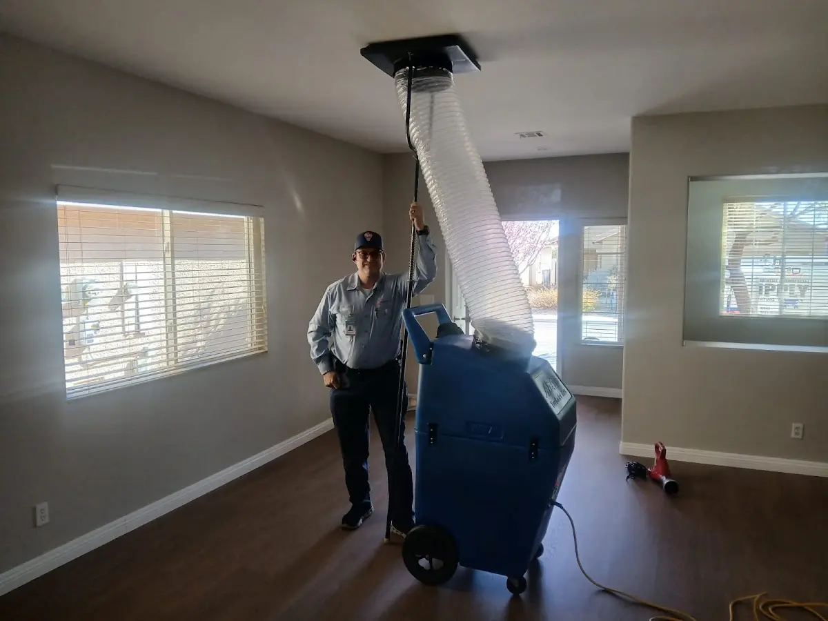 Professional Dryer Vent Cleaning work inside a Hanford home